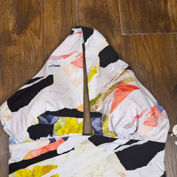 Calia NWT cutout halter one piece swim collage pure white abstract size 12 - Picture 8 of 14